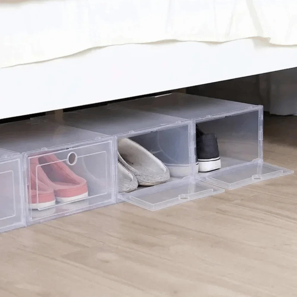 Transparent Stackable Shoe Boxes – Dustproof Waterproof Organizers