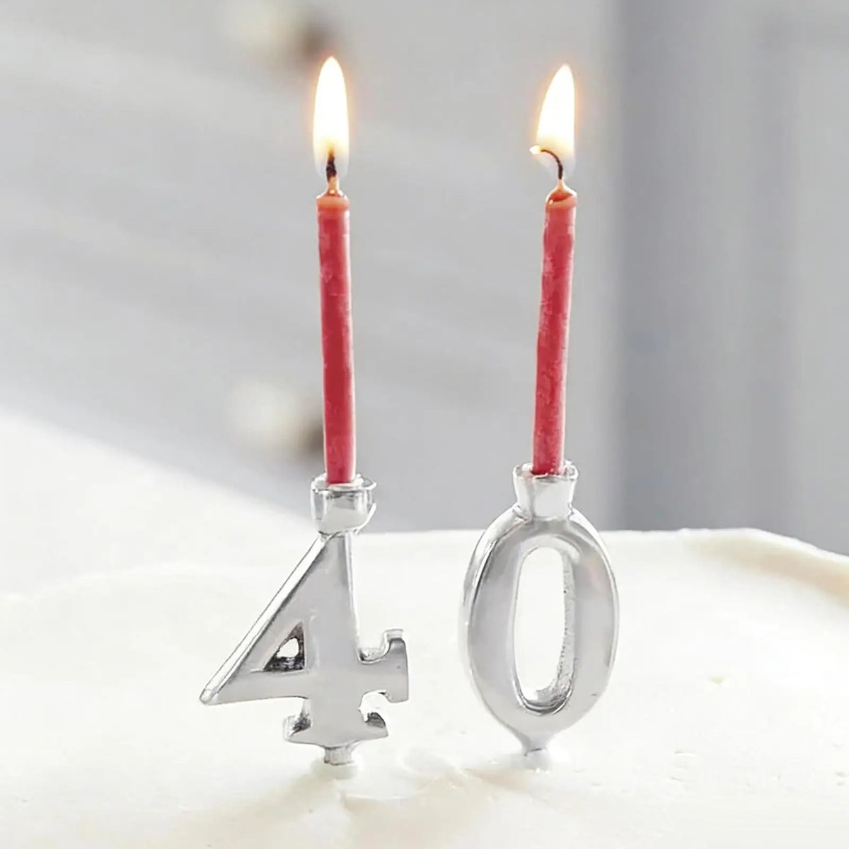 Reusable Number Candle Holders Set | Silver Cake Topper 0–9