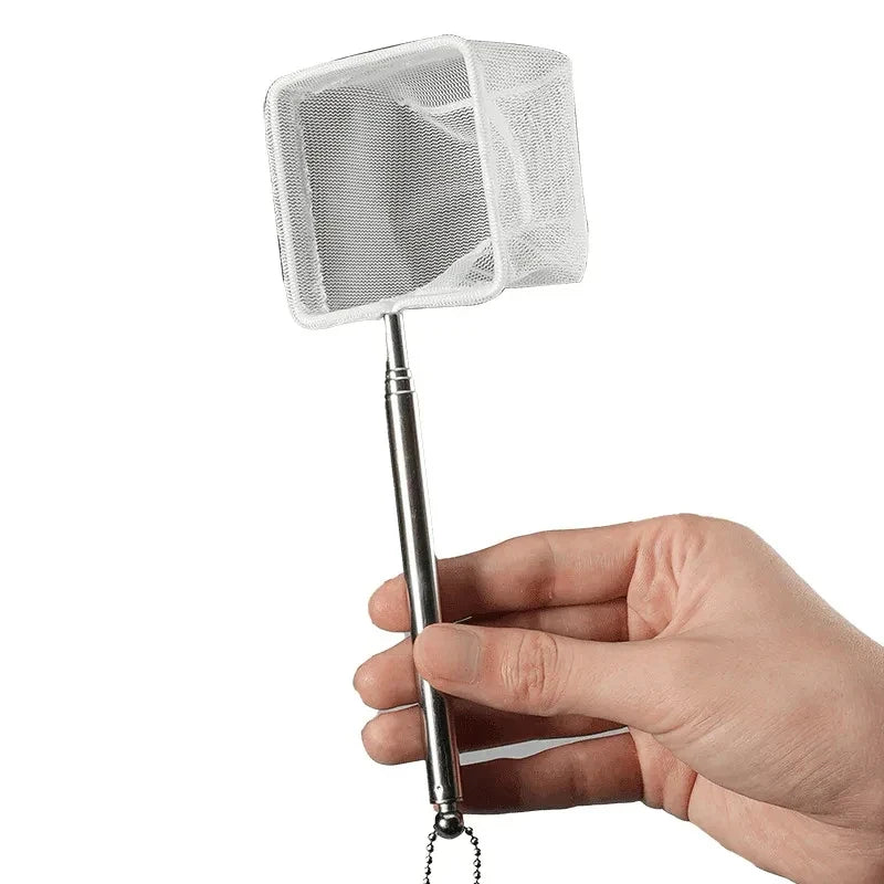 Aquarium Square Fish Net Extendable Handle & Suction Cup