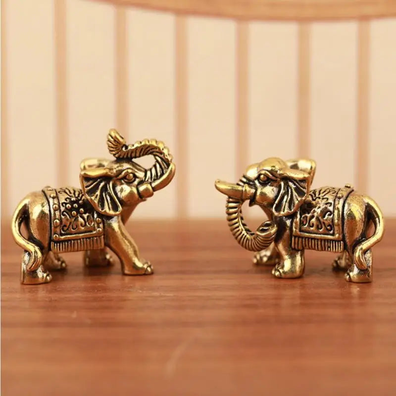 Brass Lucky Elephant Miniature Figurine | Antique Bronze Statue