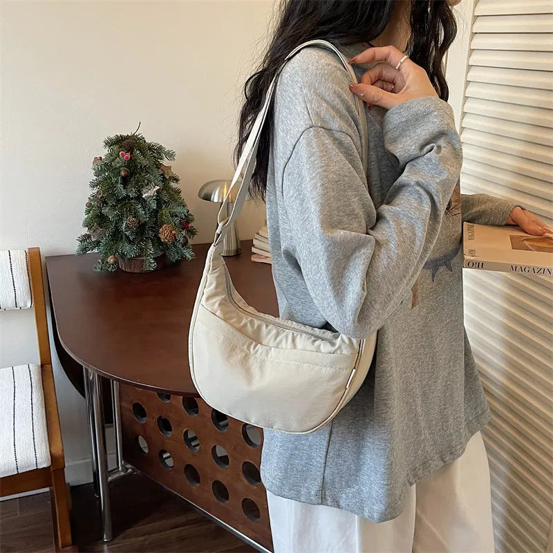 Women's Minimalist Dumpling Crossbody Shoulder Bag – Nylon