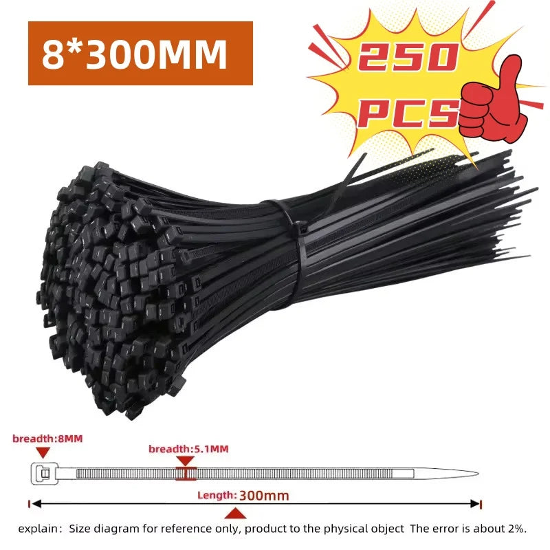 Nylon Cable Zip Ties Self-Locking – 100 or 1000 Pack