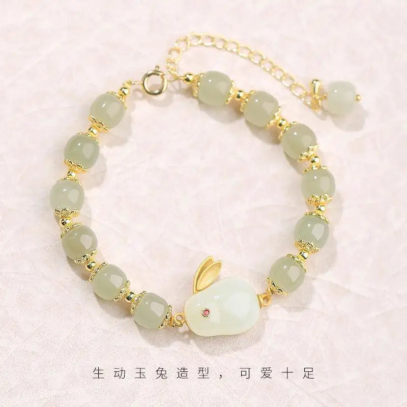 Vintage Imitation Hetian Jade Beaded Bracelet | Women's Gift
