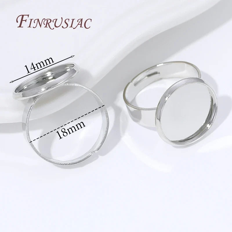 14K Gold Plated Adjustable Ring Settings Blank Bezel DIY Jewelry