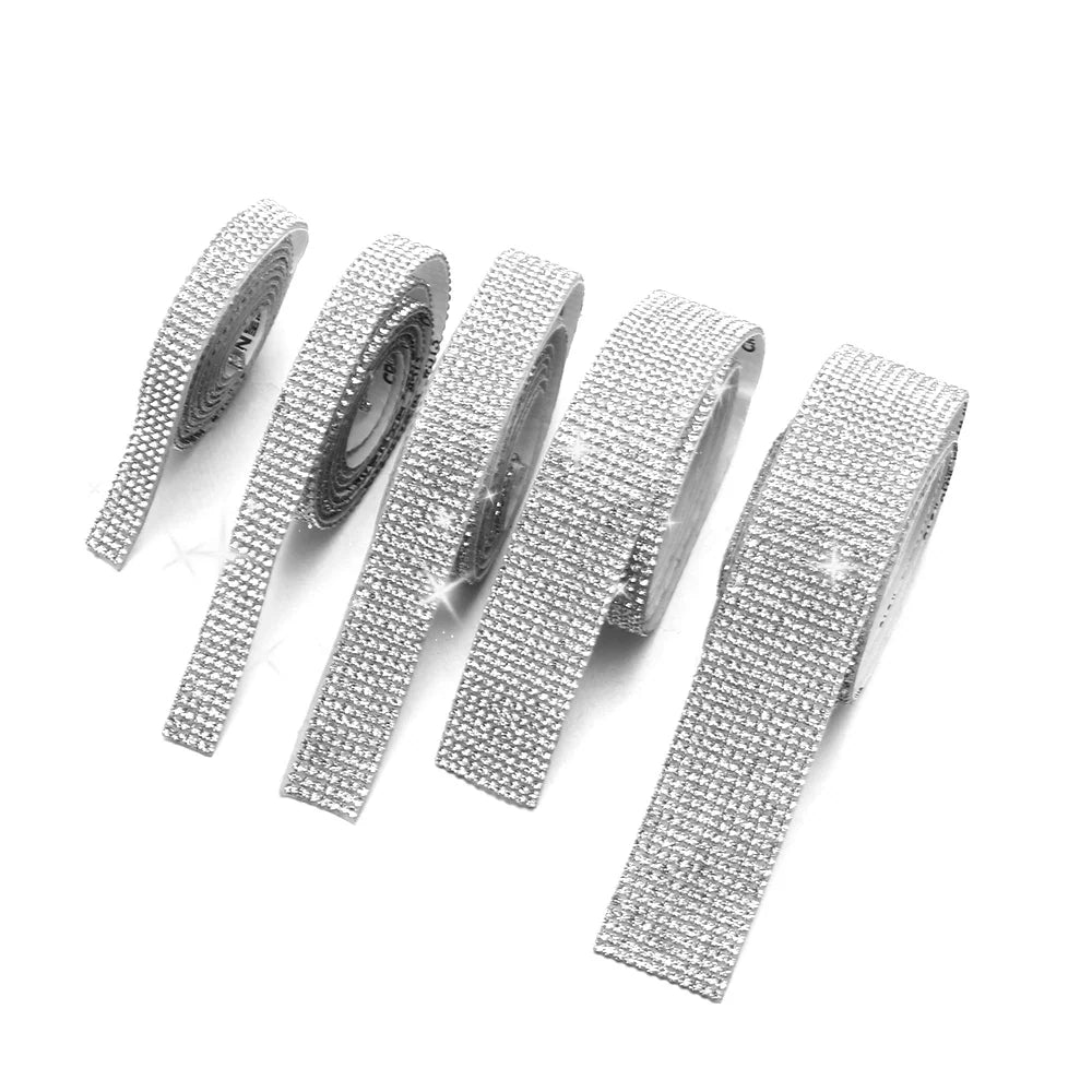 Self-Adhesive Rhinestone Trim Tape – 1 Yard Crystal Ribbon
