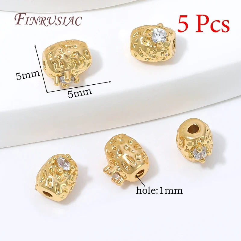 18K Gold Plated Zircon Spacer Beads – Brass DIY Jewelry Findings