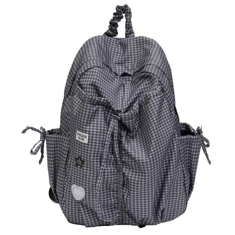 Nixie Korean Plaid Backpack – Large Capacity Lightweight Bag