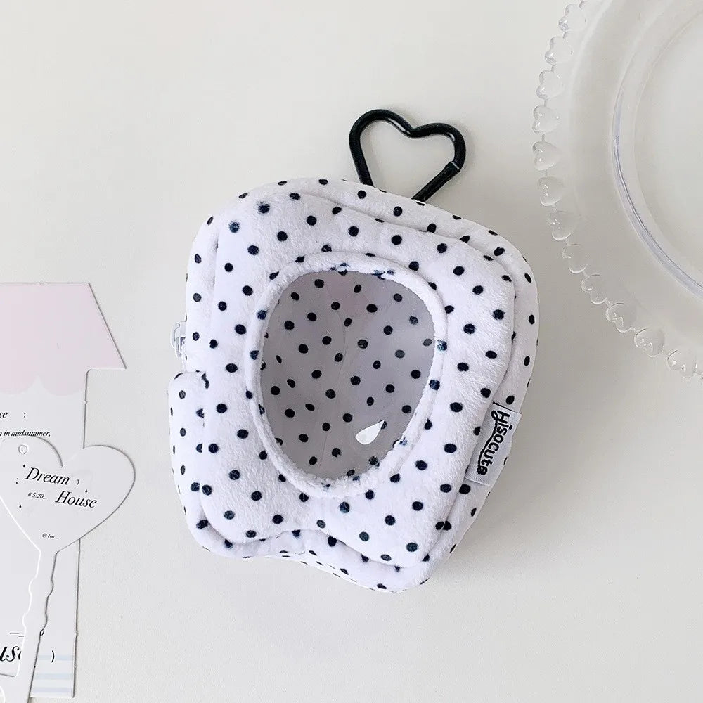 Polka Dot Plush Doll Display Bag with Heart Carabiner