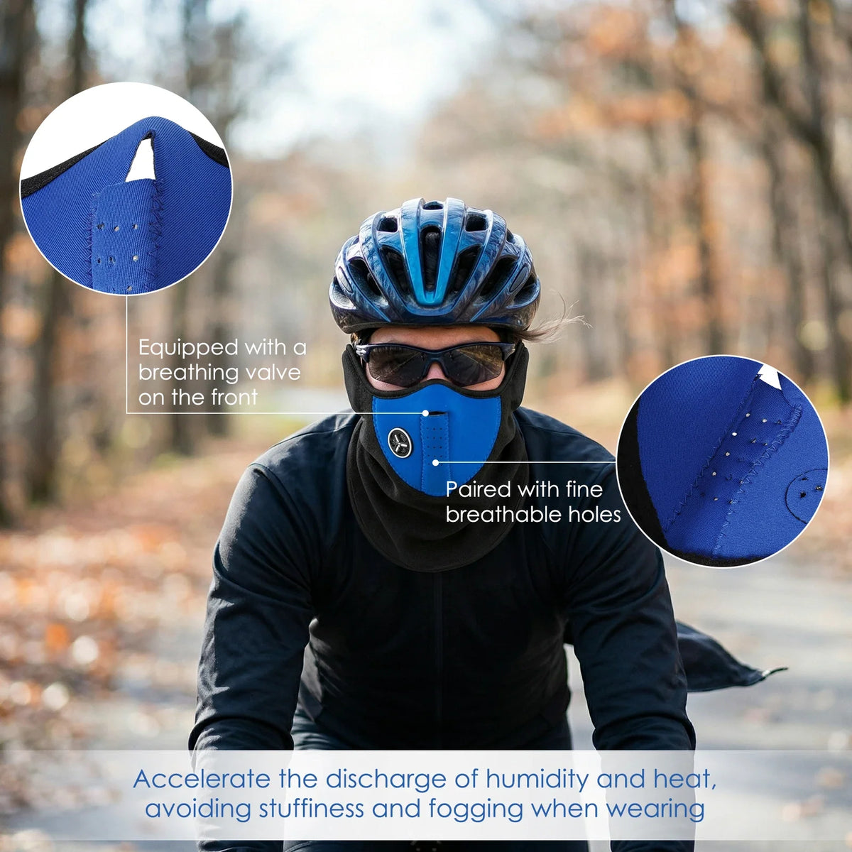 Windproof Cycling Face Mask with Breathing Valve & Neck Gaiter