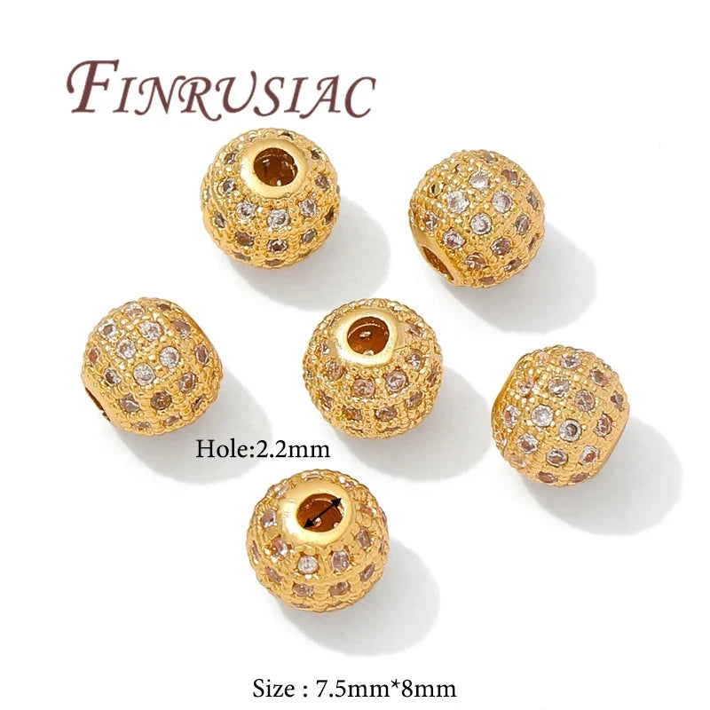 18K Gold Plated Zircon Spacer Beads – Brass DIY Jewelry Making