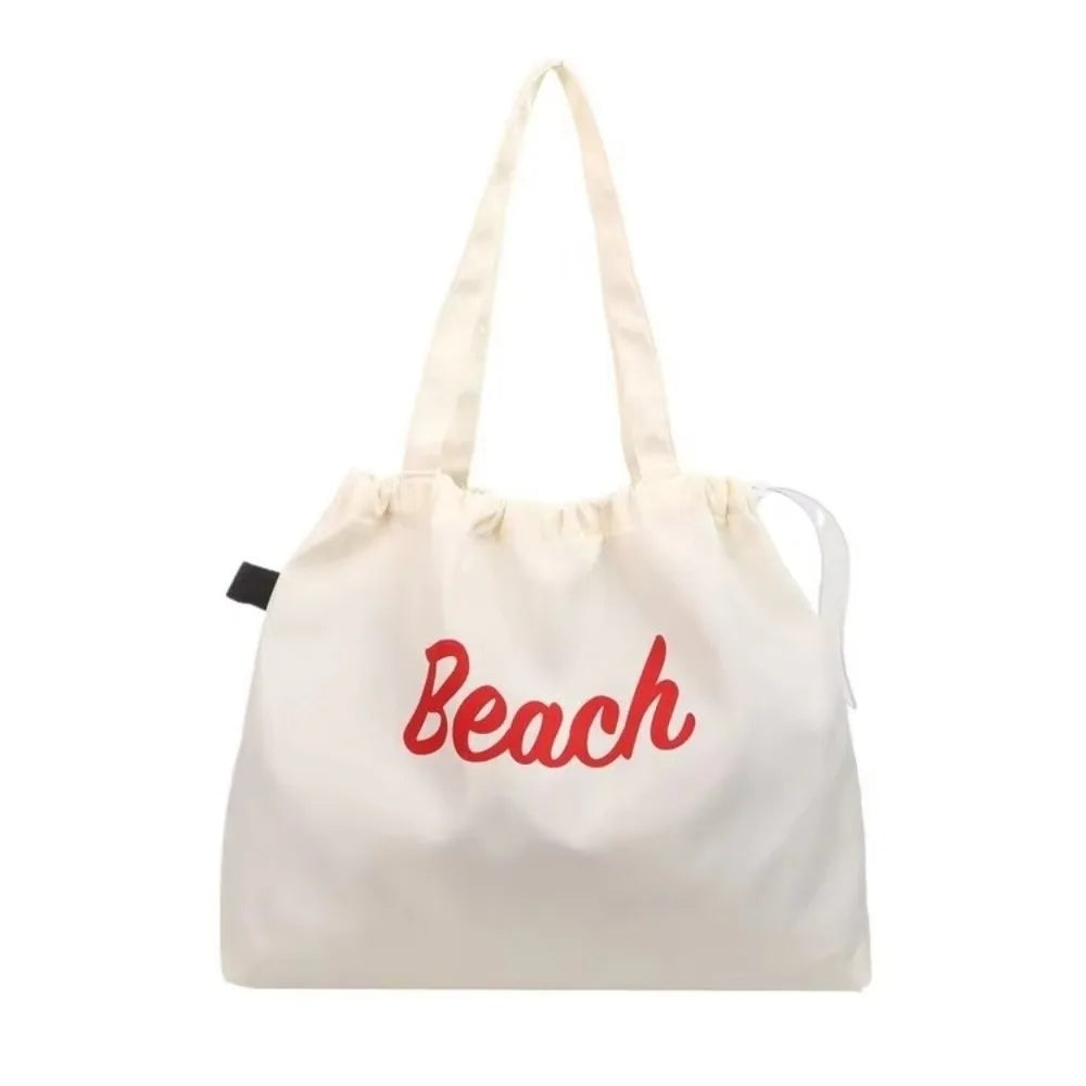 Women's Large Canvas Tote Bag – Letter Print Shoulder Handbag