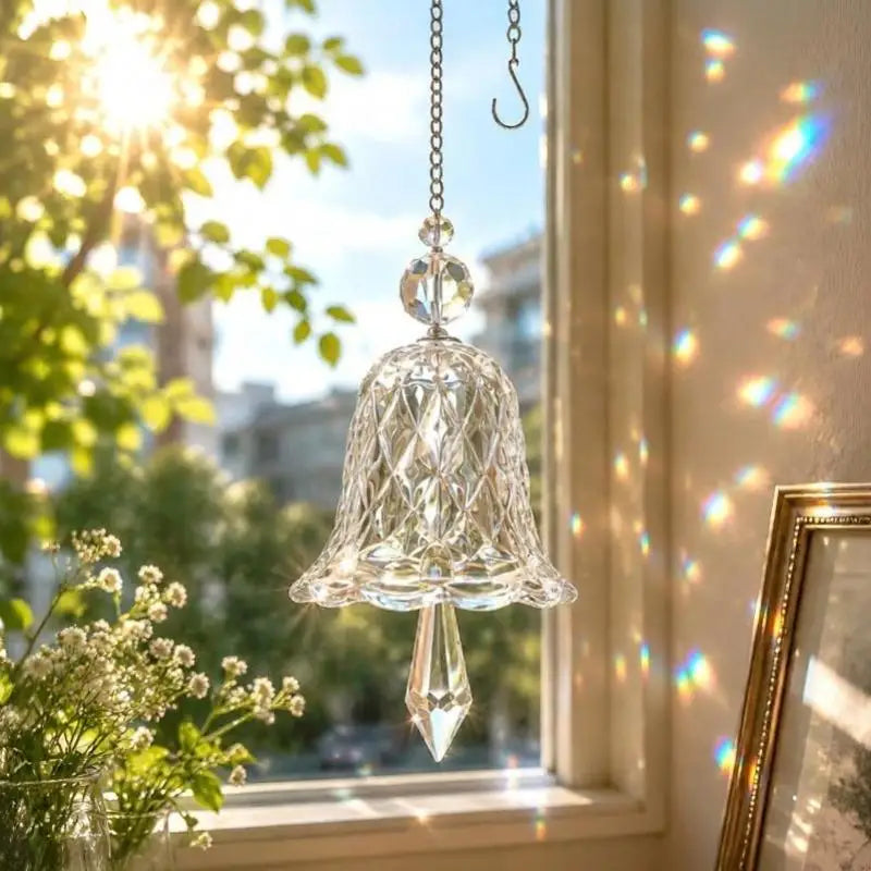 Crystal Glass Bell Wind Chime Prism Suncatcher Boho Decor