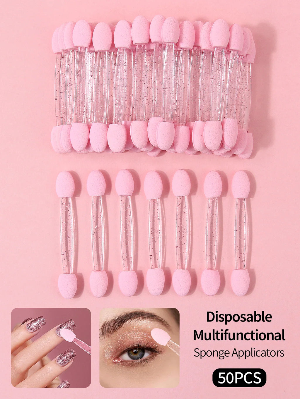 50Pcs Dual-End Sponge Applicators – Eyeshadow & Nail Art