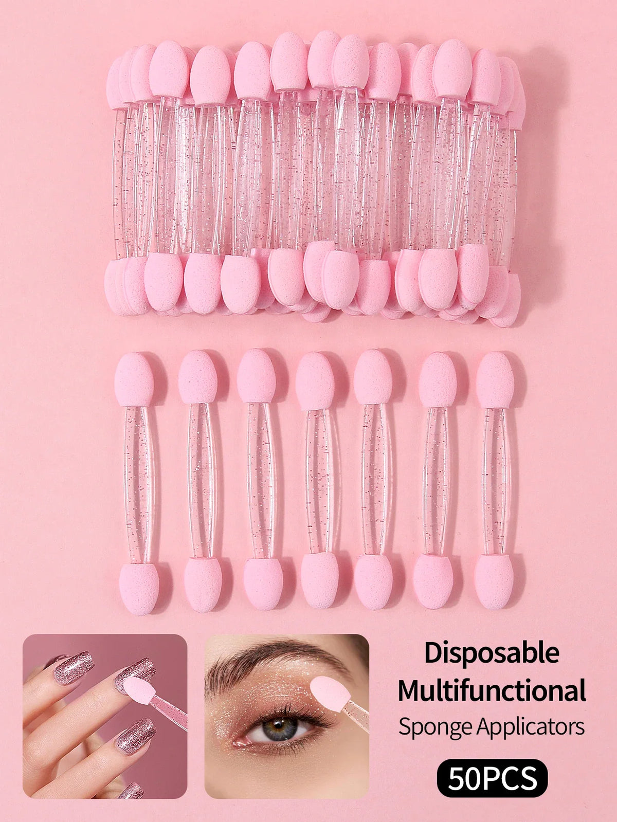 50Pcs Dual-End Sponge Applicators – Eyeshadow & Nail Art