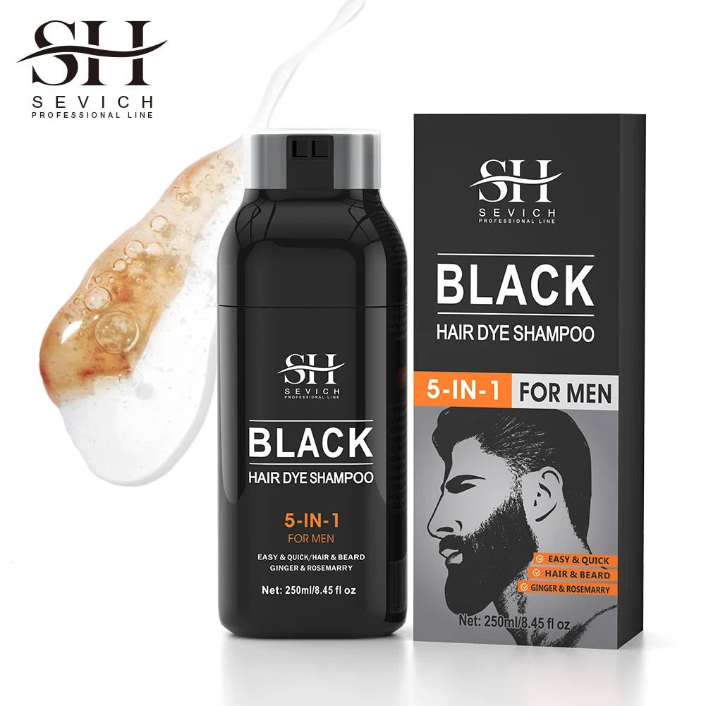 Sevich Black Beard Coloring Shampoo 250ml – Instant Dye Men