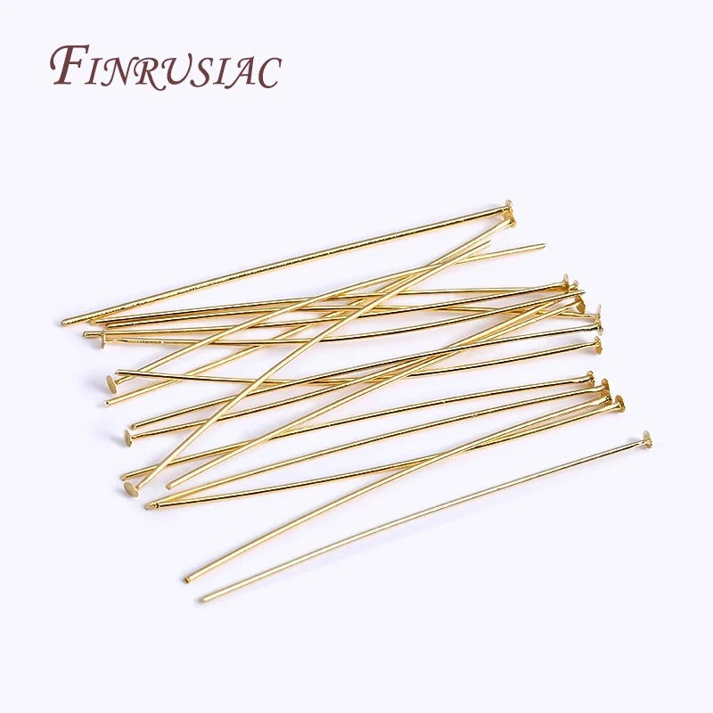 50 Pcs Flat Head Pins – 18K Gold & Silver Plated Jewelry Findings