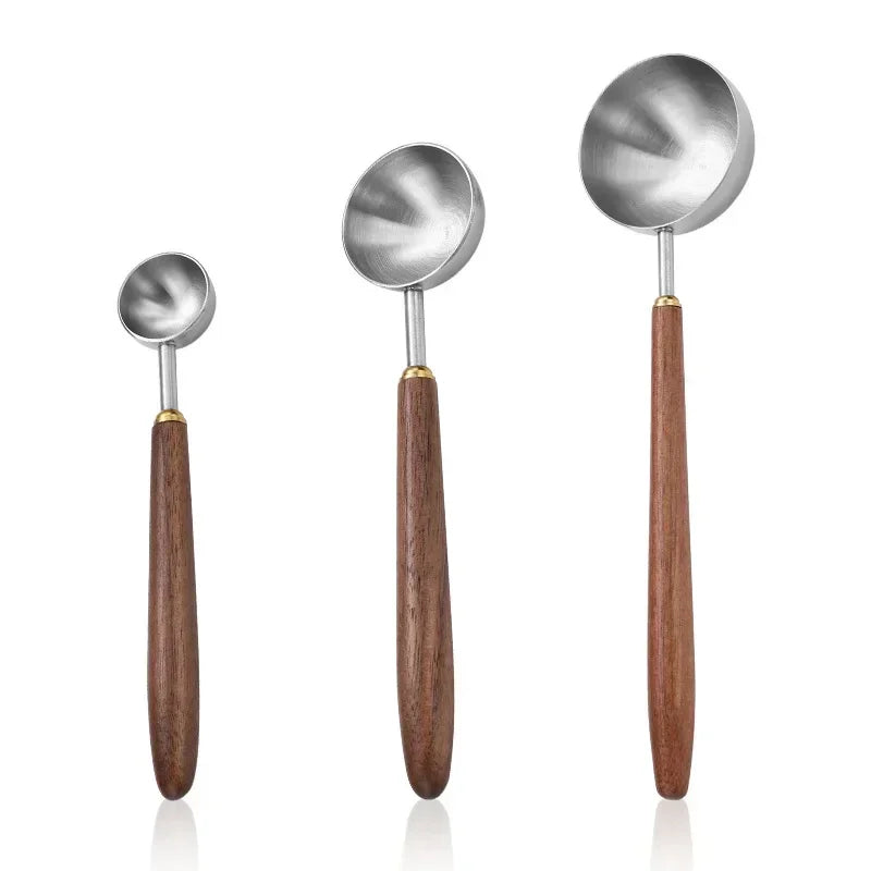 Stainless Steel Coffee Scoop Walnut Wood Handle 8/25ml