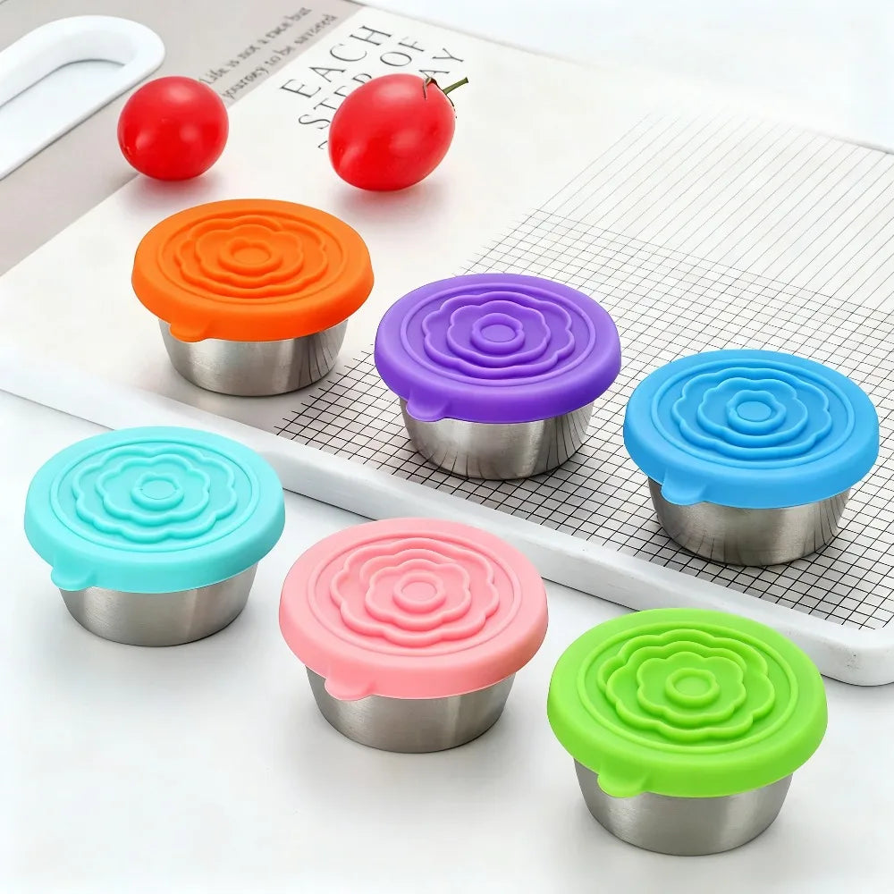 12pc 304 Stainless Steel Leakproof Food Containers & Dressing Cups