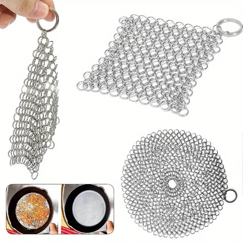 Stainless Steel Chainmail Scrubber – Reusable Kitchen Cleaner
