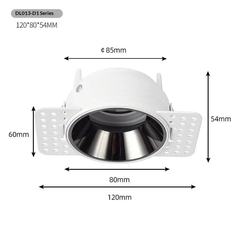 Trimless Recessed LED Downlight GU10 MR16 Anti-Glare Spotlight
