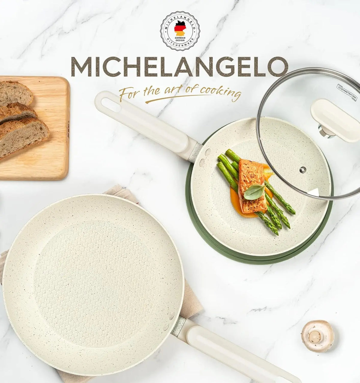 MICHELANGELO 30cm Granite Non-Stick Frying Pan with Lid