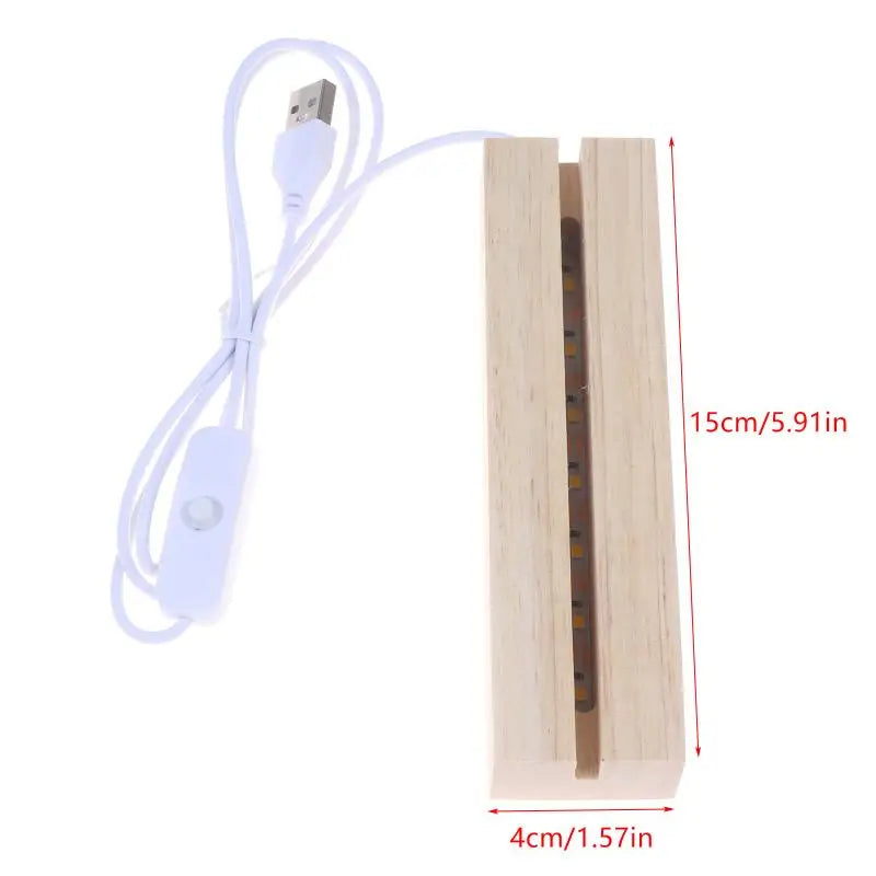 LED Wooden Night Light Base USB Powered for Glass & Resin Art