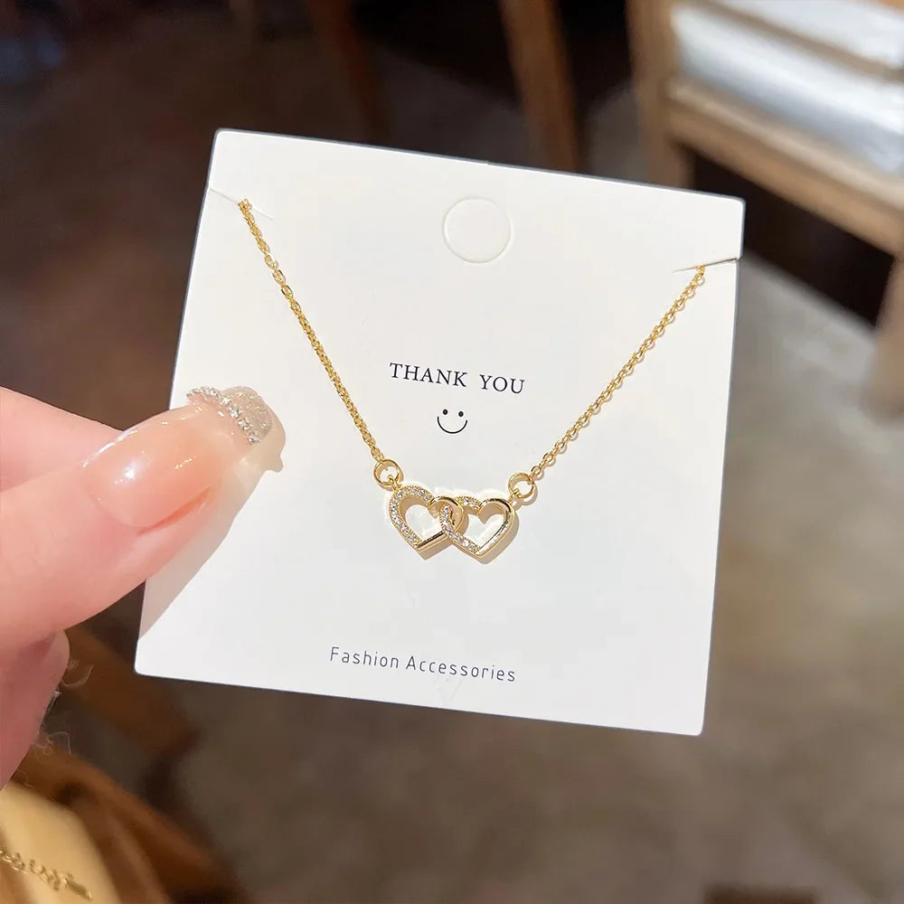 Women's Gold Heart Pendant Necklace | Cubic Zirconia