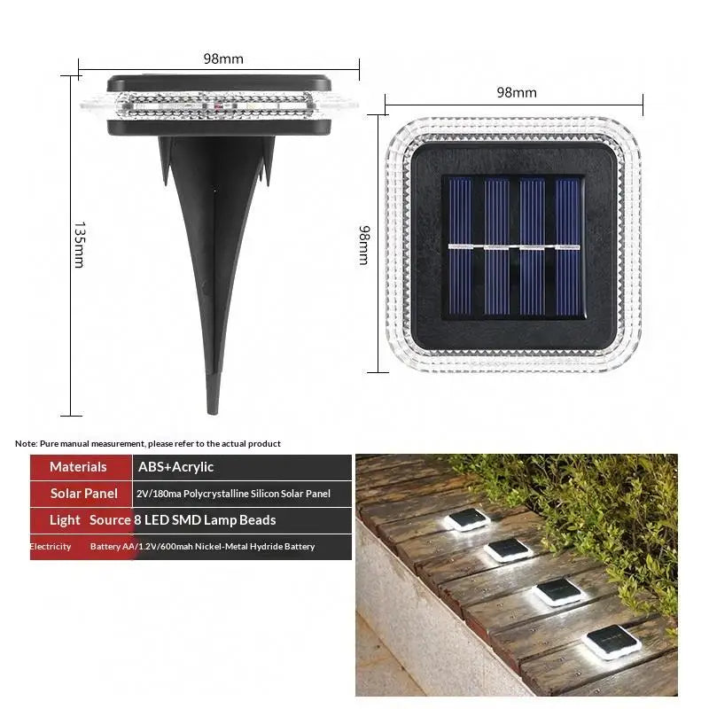 Solar Ground Light 8 LED Warm White IP65 Waterproof Garden Lamp