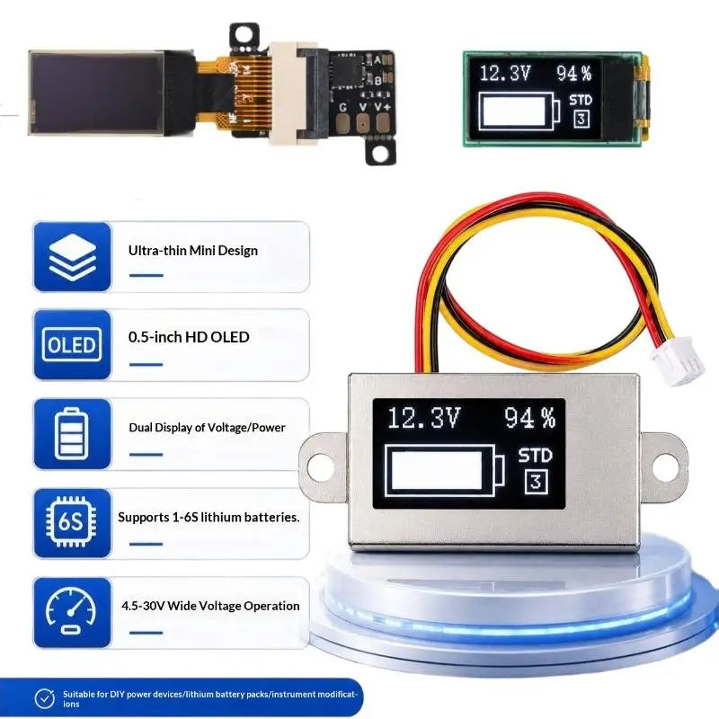 OLED Digital Voltmeter Battery Tester 1-6S DC 0-30V