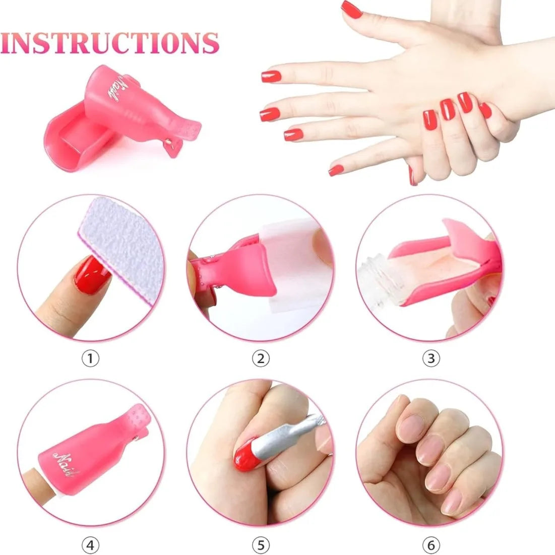 10 Pcs Silicone Nail Soak Off Caps – Reusable Gel Remover Clips