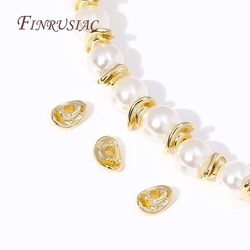 18K Gold Plated Curved Disk Spacer Beads | Brass DIY Jewelry