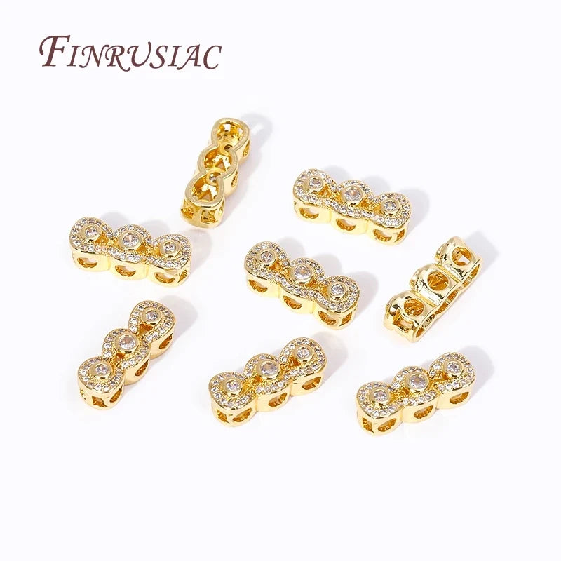 18K Gold Plated Zircon Spacer Beads | 3-Row Necklace Connector