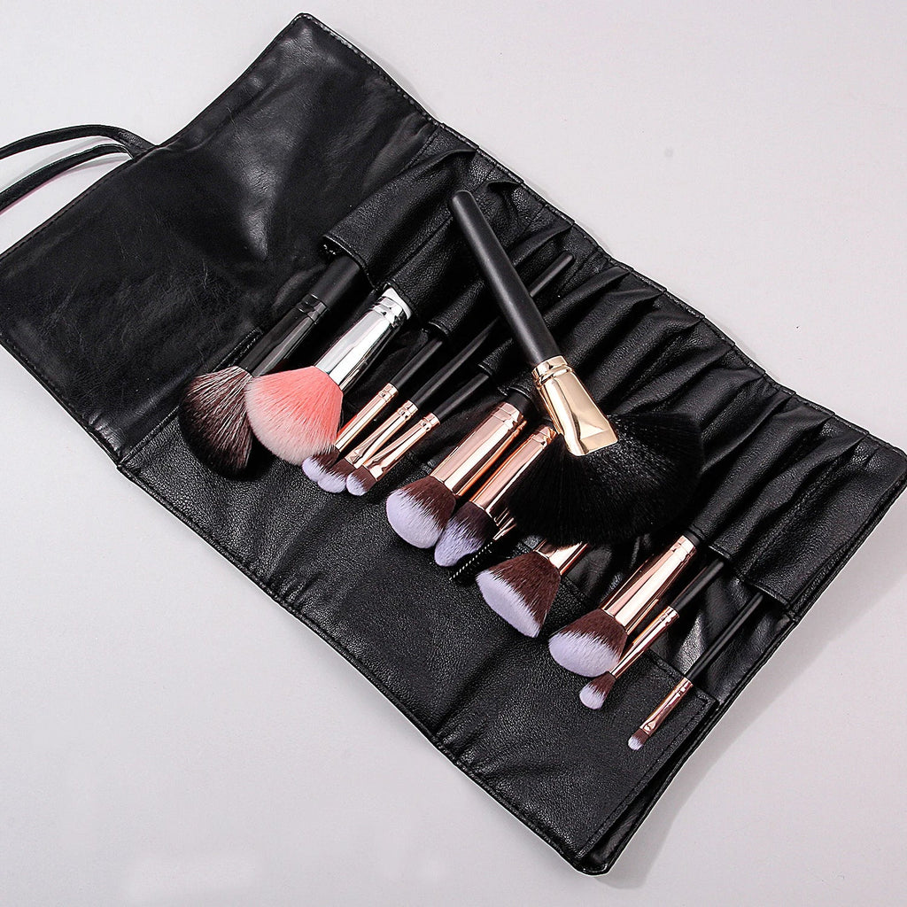 Makeup Brush Holder Bag – 12-Slot Portable PU Storage Case