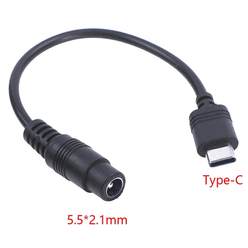 USB Type-C to DC 5.5x2.1mm Female Power Adapter Cable 18cm