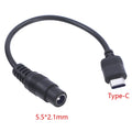USB Type-C to DC 5.5x2.1mm Female Power Adapter Cable 18cm