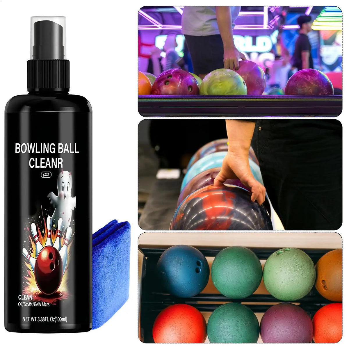 100ml Bowling Ball Cleaning Kit with Microfiber Towel | 2 Pc Set