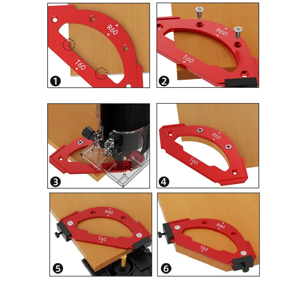 7-Piece Corner Routing Jig Radius Template Set R10–R60