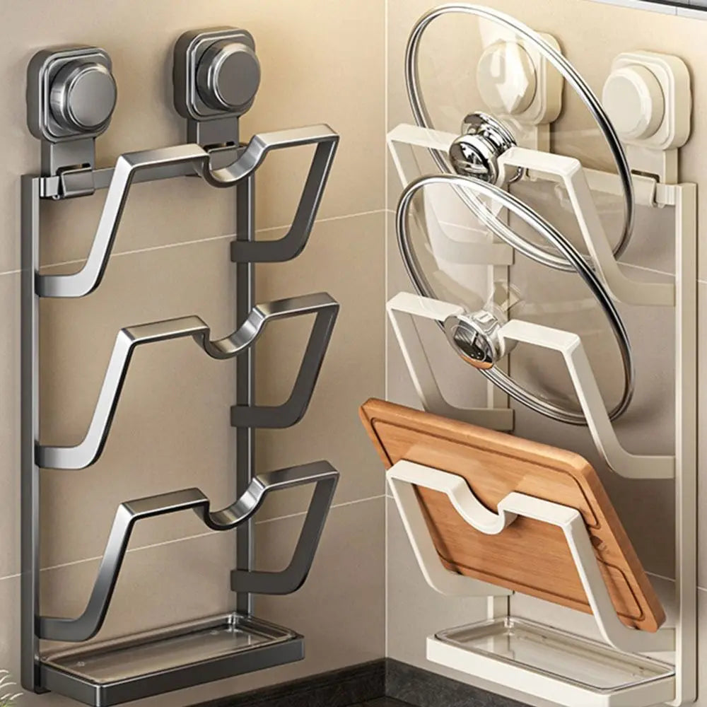 Suction Cup Pot Lid Holder – Wall Mount Storage Rack