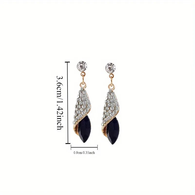 Water Drop Blue Rhinestone Dangle Earrings | Zinc Alloy