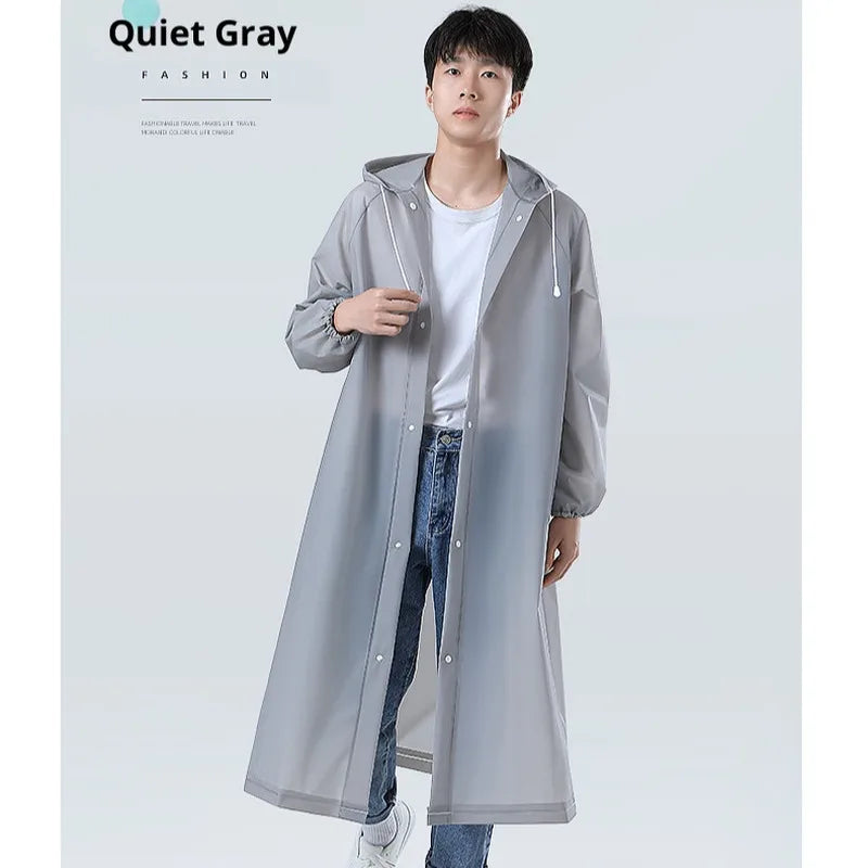Reusable EVA Waterproof Rain Poncho – Transparent Adult Raincoat
