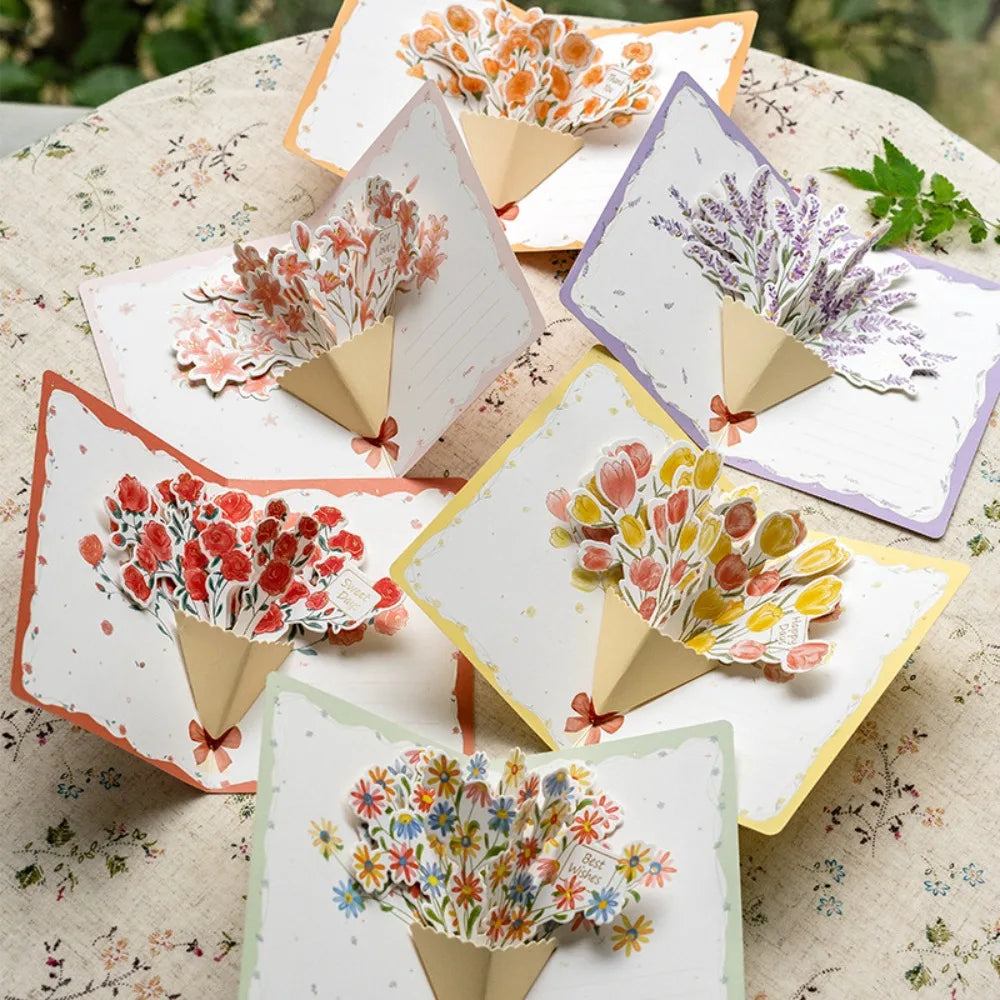 3D Pop-Up Flower Greeting Card – Handmade Valentine's Day Card