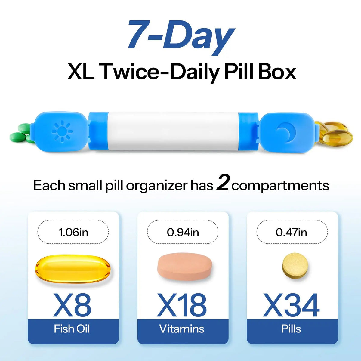 Weekly AM PM Pill Organizer – 7-Day Large Travel Pill Case