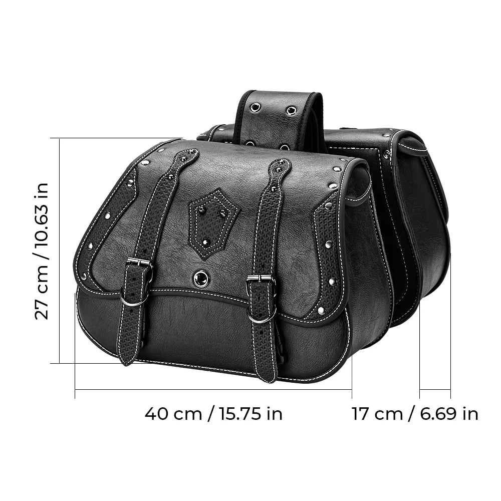 KEMITOUR Motorcycle Saddlebags PU Leather Throw Over Side Bags
