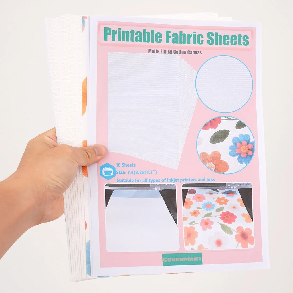 Printable White Cotton Canvas Fabric A4 – 5 or 10 Pack Inkjet