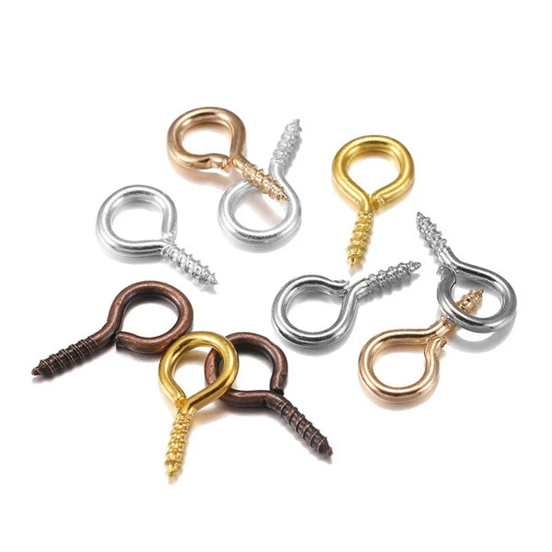 100pcs Mini Screw Eye Pins Eyelets Gold Silver Jewelry Findings DIY