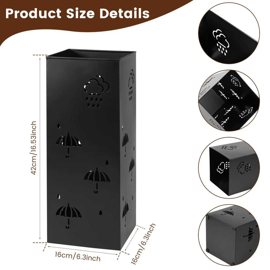 Square Metal Umbrella Stand Rack – Holds 4–8 Umbrellas