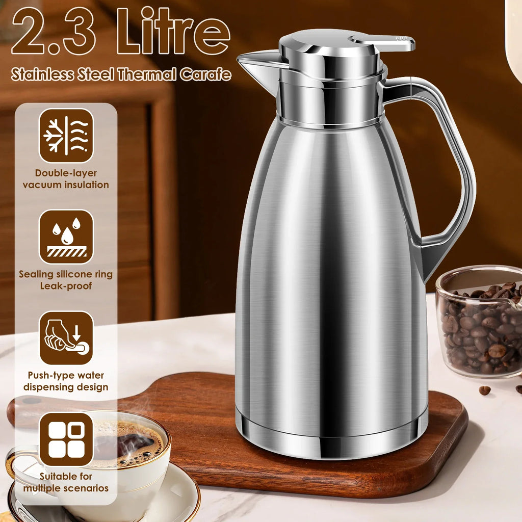 2.3L Vacuum Insulated Thermal Carafe – Stainless Steel Coffee Jug