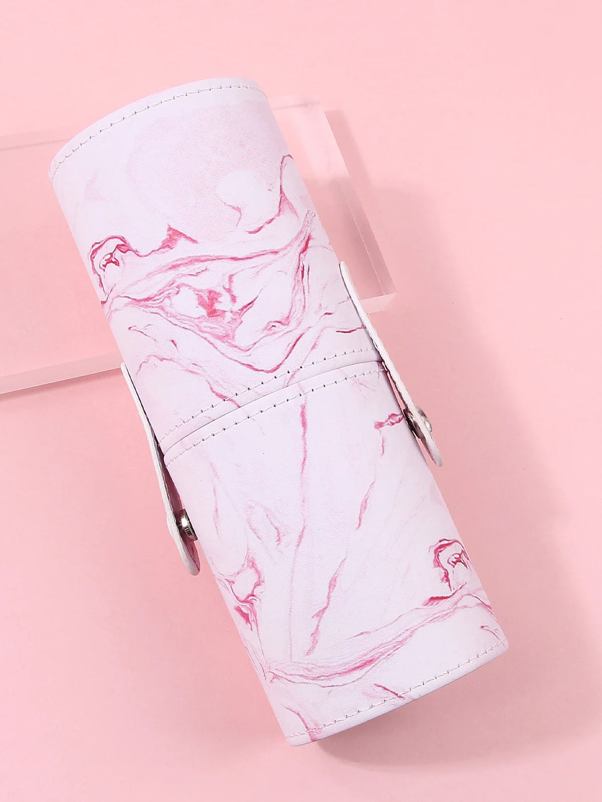 PU Leather Makeup Brush Holder Waterproof Travel Cylinder Bag