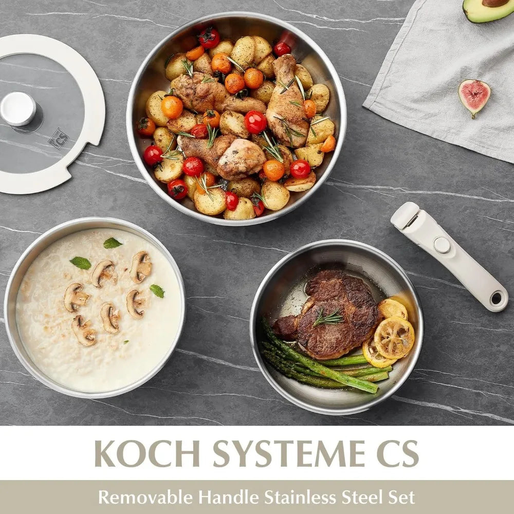 KOCH SYSTEME CS 7-Piece SS Cookware Set – Detachable Handle