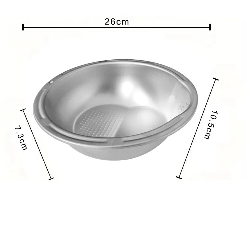 Stainless Steel Rice Strainer Bowl | Heavy-Duty Colander
